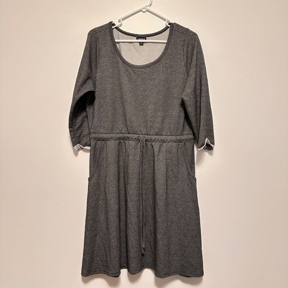 Torrid Womens Gray 3/4 Sleeve Drawstring Waist Dress Size 0 Athleisure Casual